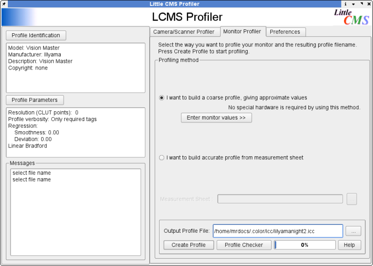 LProf creating a profile.