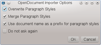 Import Options for OO.org Writer and OASIS (Open Document) files.