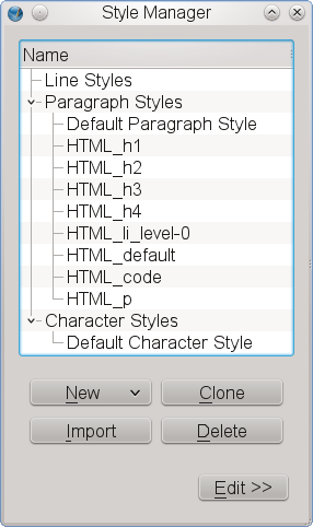 HTML Styles imported into Scribus