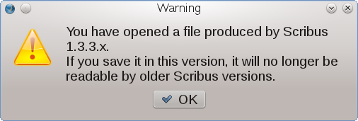 Warning about file format backward incompatibilty