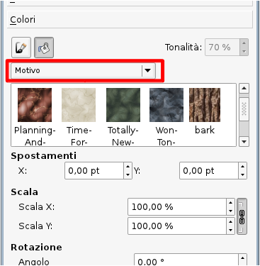 Motivi nella scheda Colori