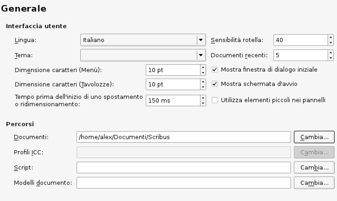 Preferenze: Generale