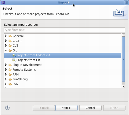 Fedora Git Import